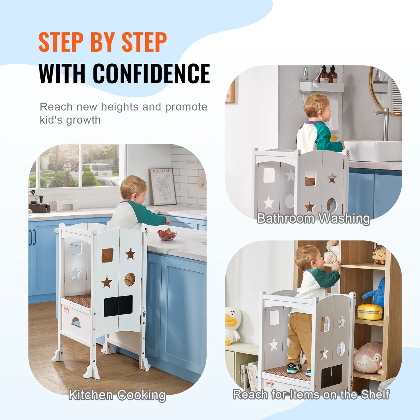 Tower Step Stool Foldable For Kids With Adjustable Height