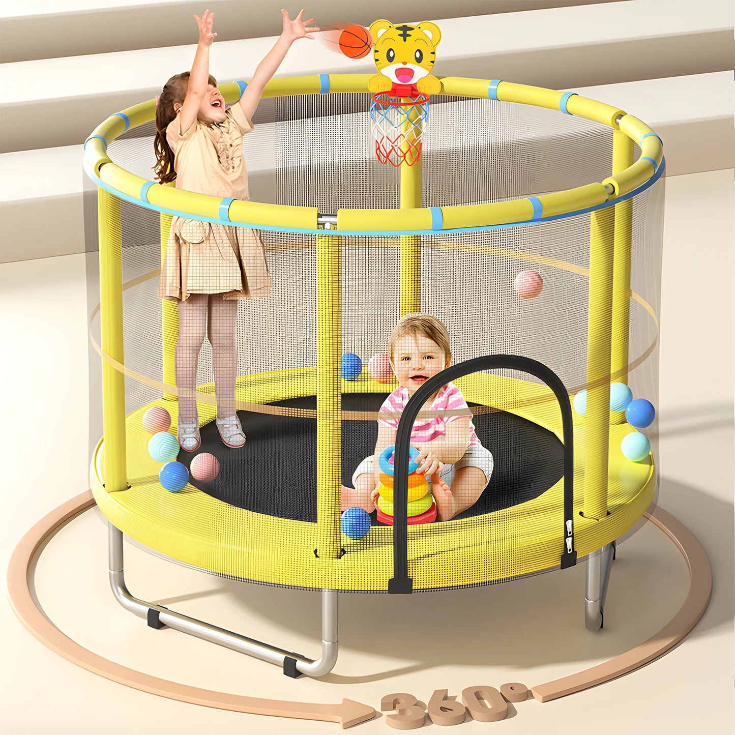 Indoor Trampoline For Kids 55 Inch Safety Enclosure