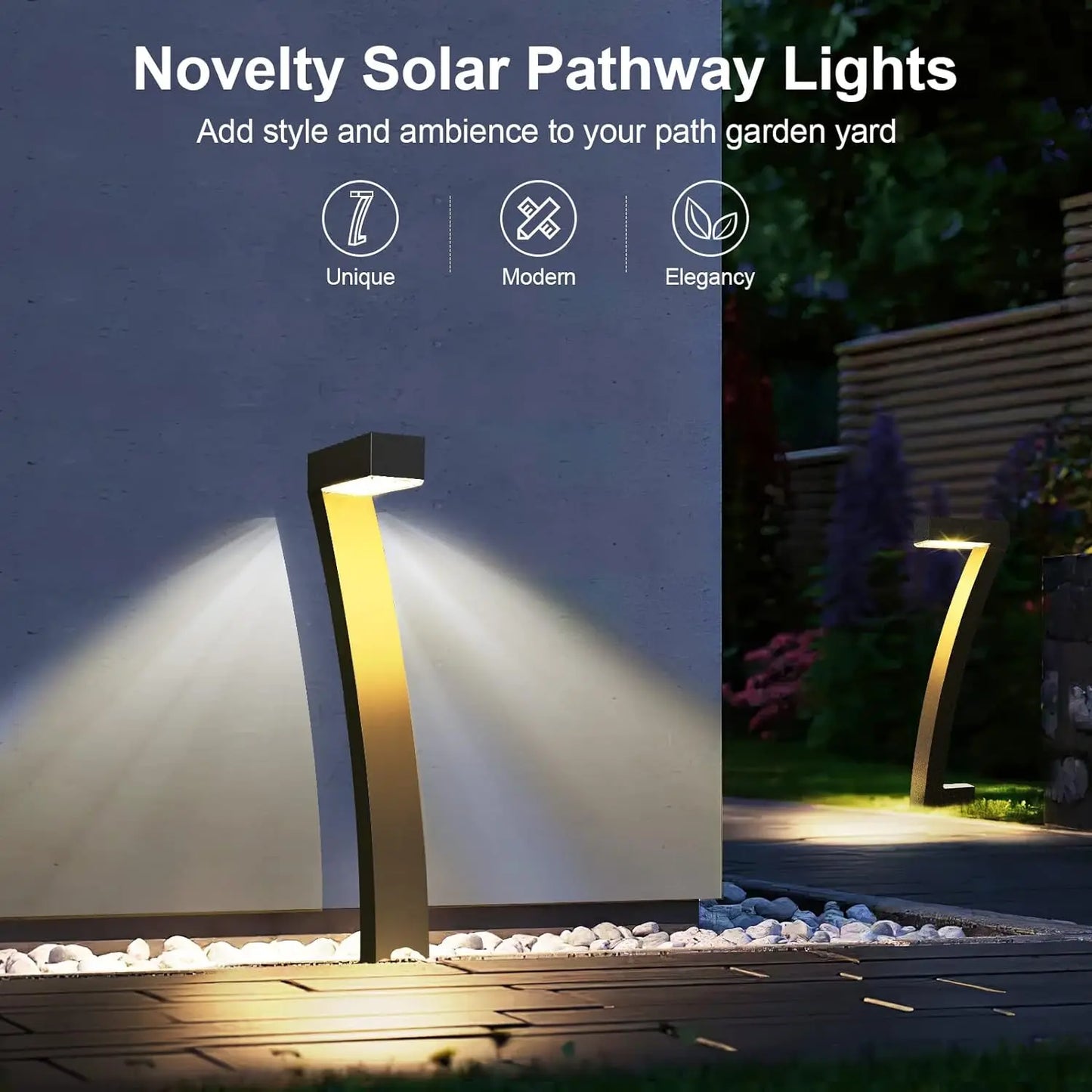 6 Pack Bright Solar Outdoor Pathway Lights with Auto On Off