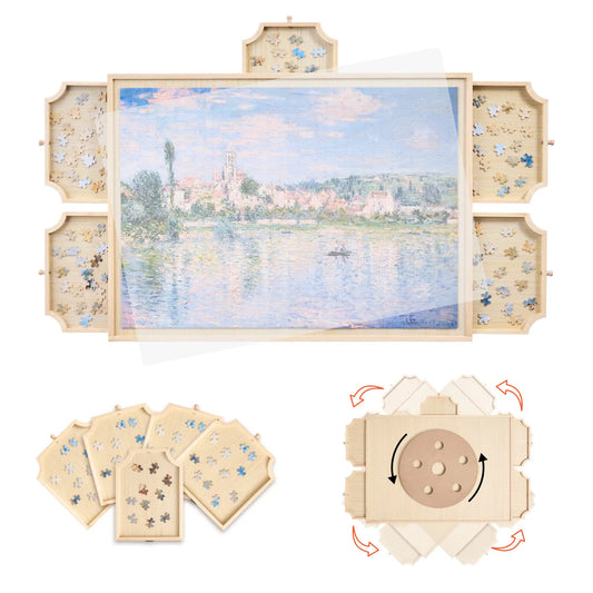 Rotating Puzzle Board With 5 Drawers For 1000 Piece Puzzles