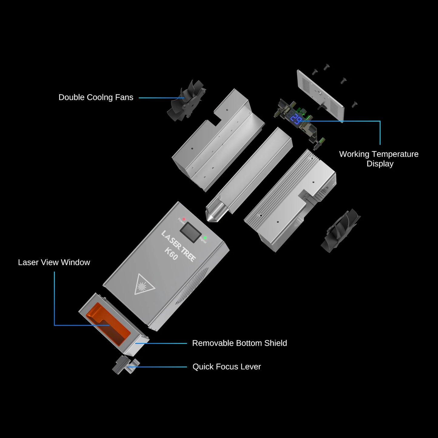 Laser Tree 60W 40W 30W 20W Laser Module With Air Assist TTL