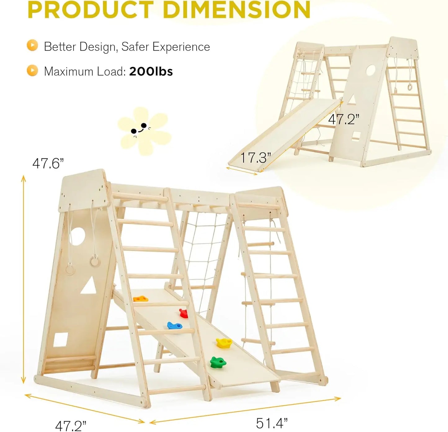9 in 1 Indoor Jungle Gym for Kids Climbing Wall and Slide