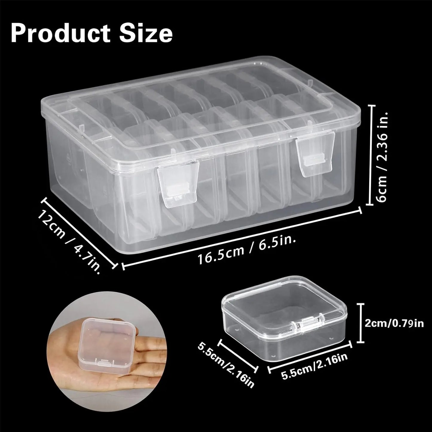 Clear Plastic Bead Organizers Set of 15 Mini Storage Cases