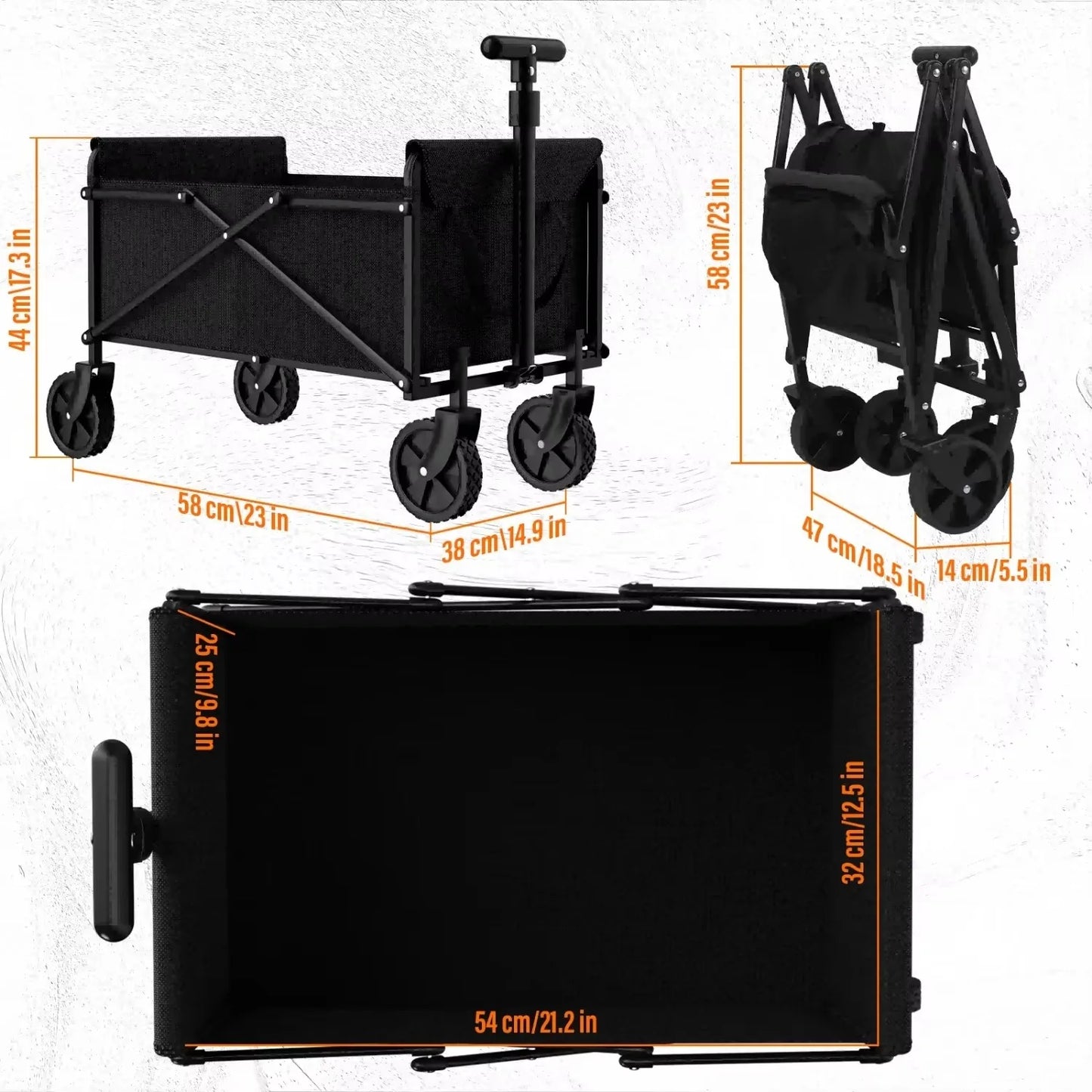Foldable Garden Wagon Cart Portable Trolley for Outdoor Use
