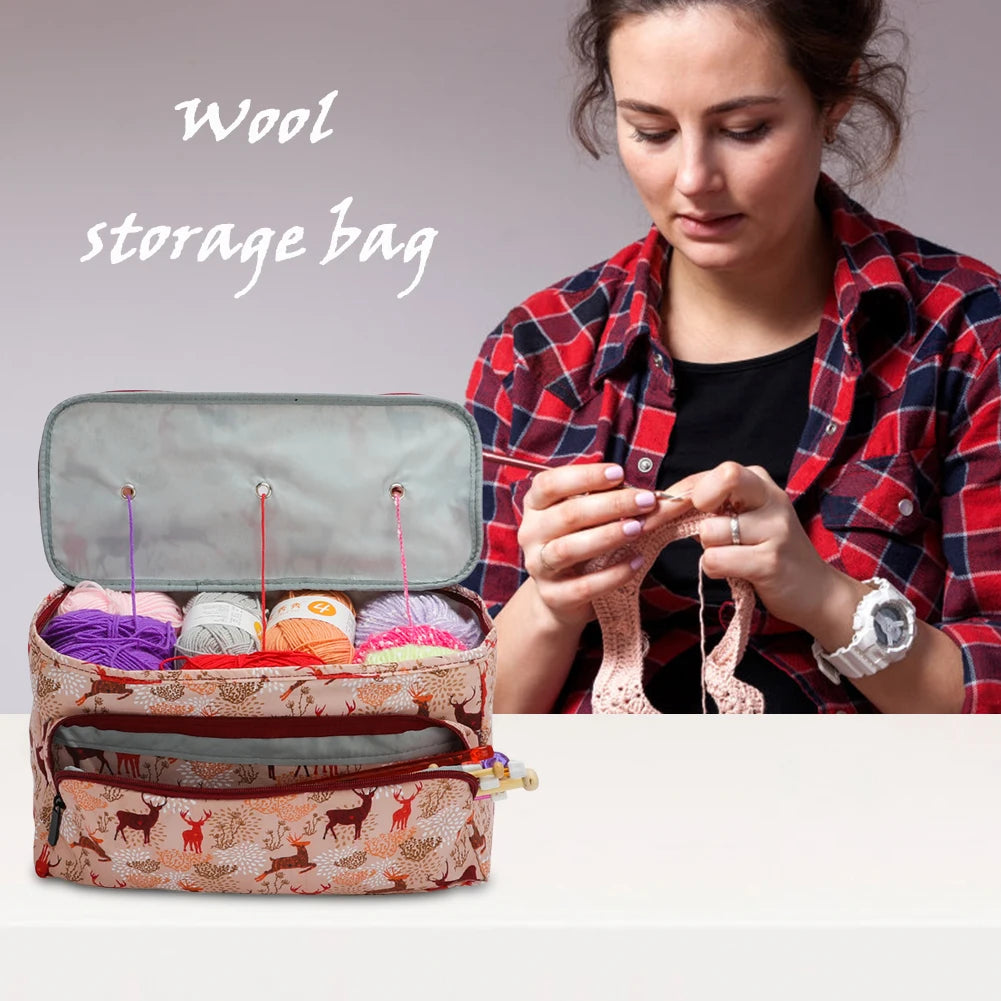 Colorful Wool Crochet Hook Storage Tote Bag Organizer Case