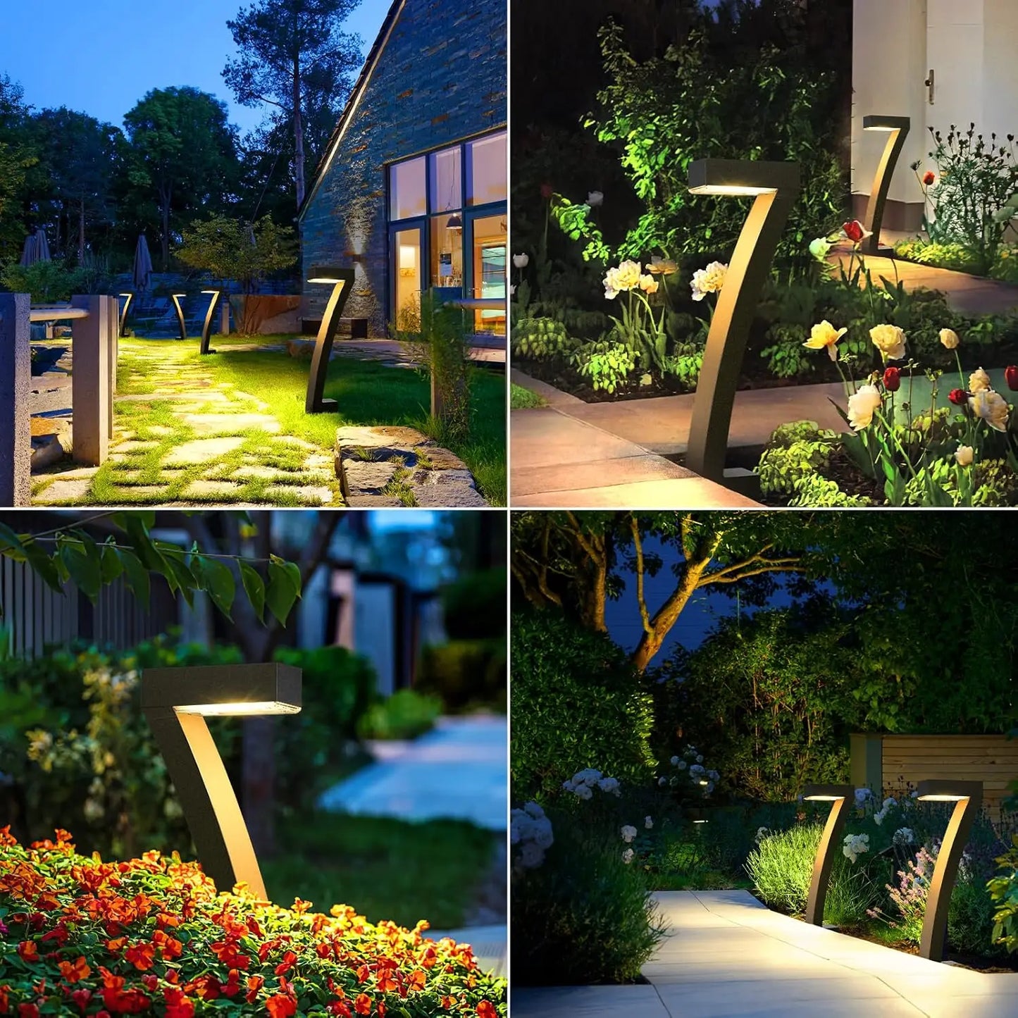 6 Pack Bright Solar Outdoor Pathway Lights with Auto On Off