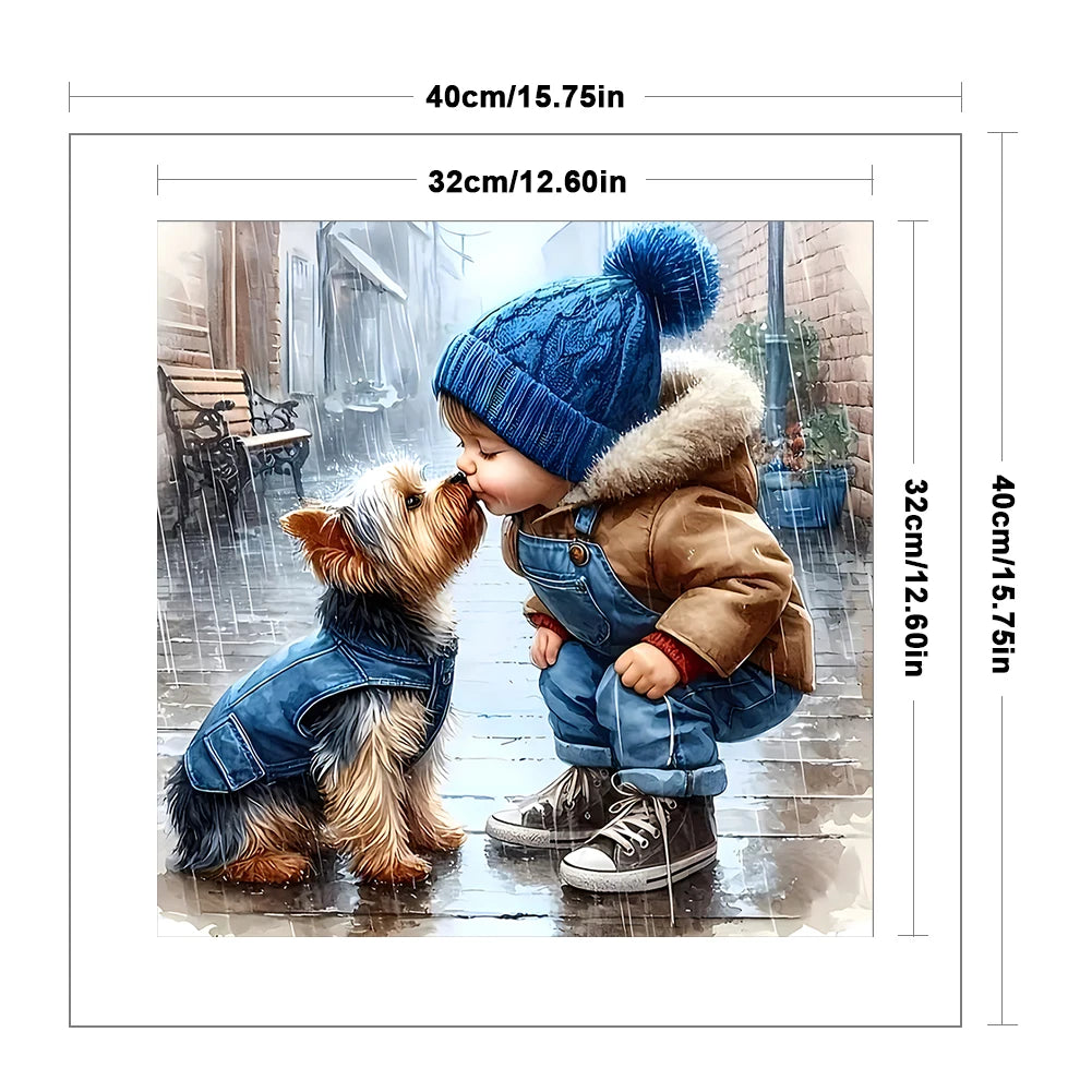 Full Embroidery Eco Cotton Thread Boy Cross Stitch Kit 40x40cm