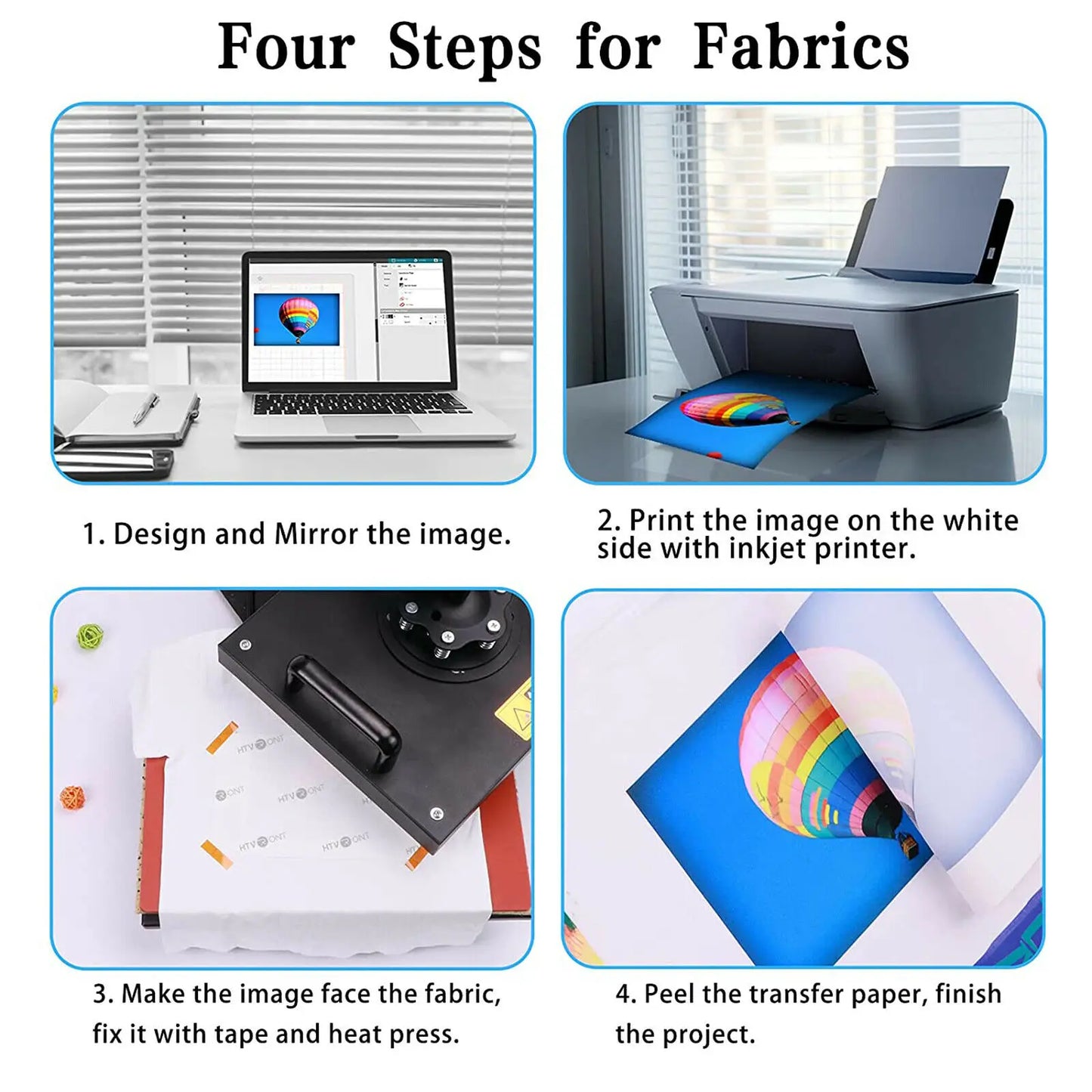 HTVRONT 150 Sheets A4 Sublimation Paper for Inkjet Printing