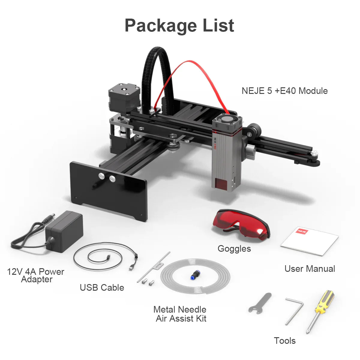 NEJE 5 Portable 40W-80W Wood Engraver Cutter with Bluetooth App