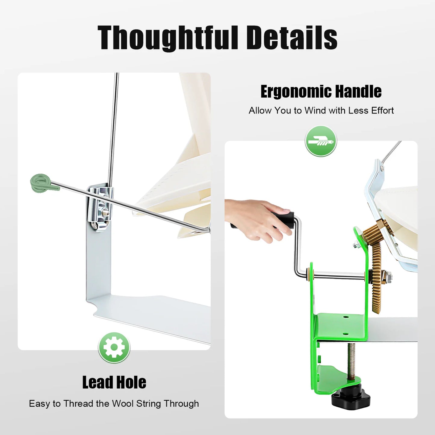 Large Capacity Hand Operated Yarn Winder for Crafting Projects