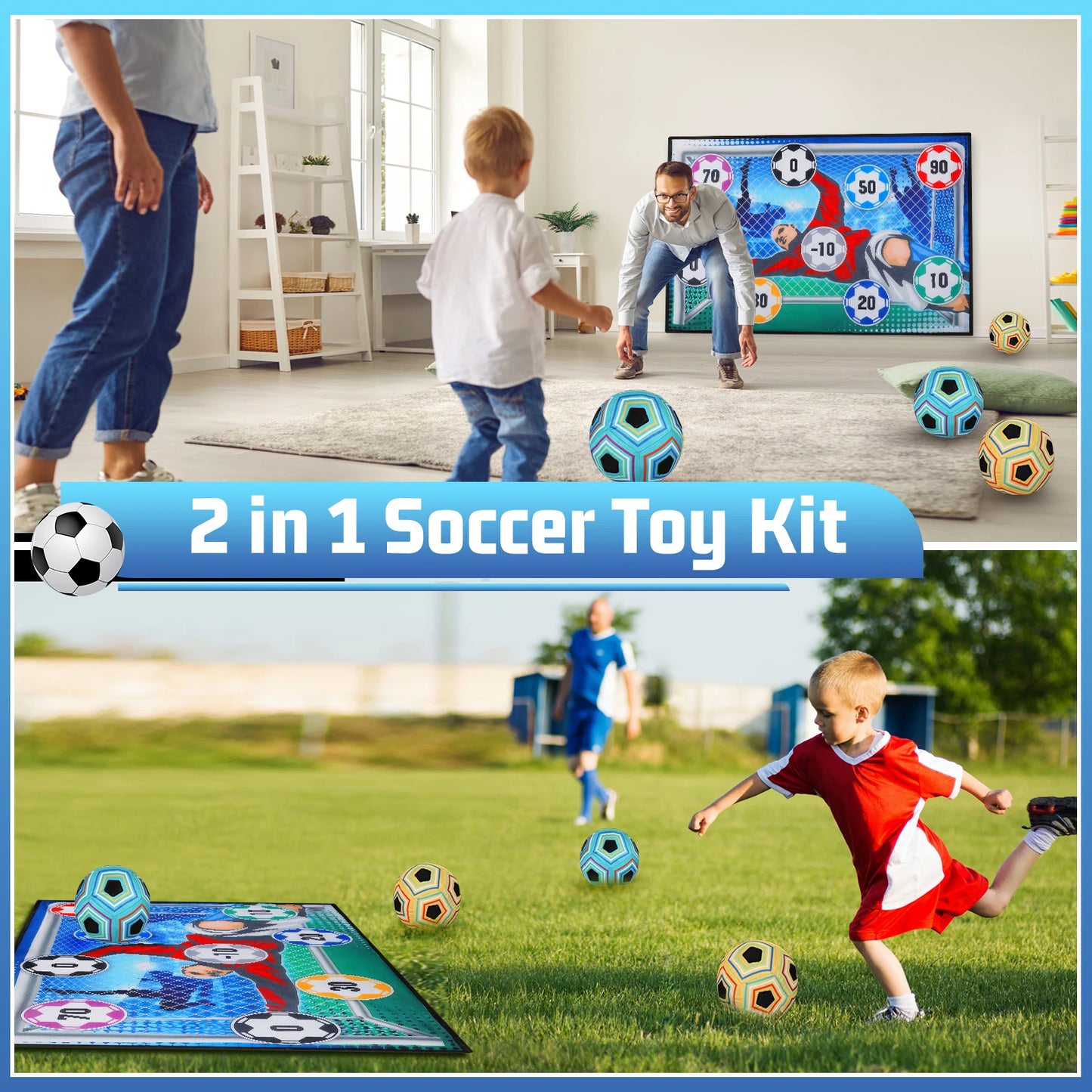 VATOS Foldable Football Ball Game Set For Kids Outdoor Play
