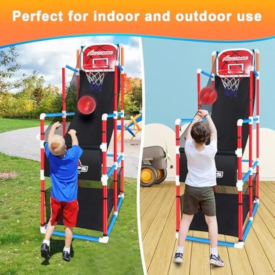 Adjustable Arcade Basketball Game Set With Storage 4 Balls