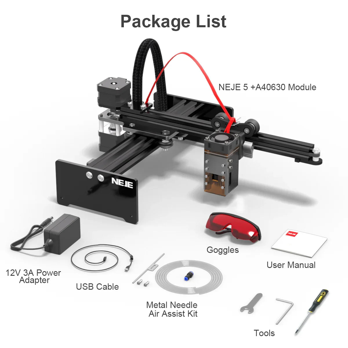 NEJE 5 Portable 40W-80W Wood Engraver Cutter with Bluetooth App