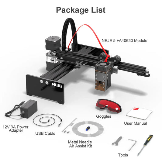 NEJE 5 Portable 40W-80W Wood Engraver Cutter with Bluetooth App
