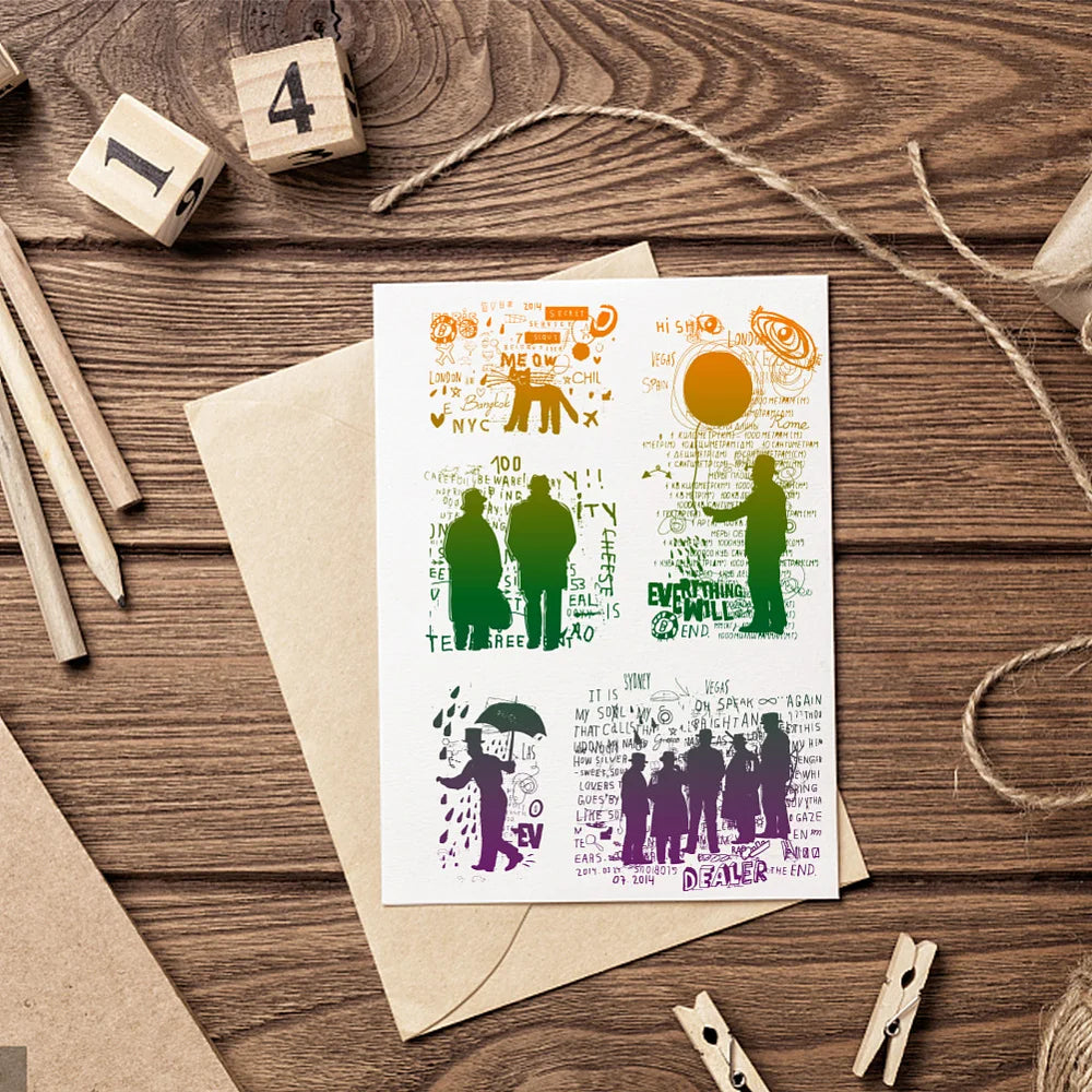 Theme Silicone Clear Stamps Cat People Background for Crafts
