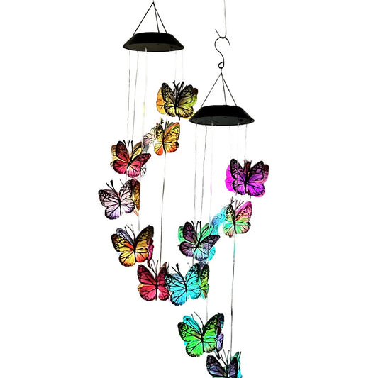 Butterfly Solar Wind Chimes Gifts For Mom Outdoor Lights