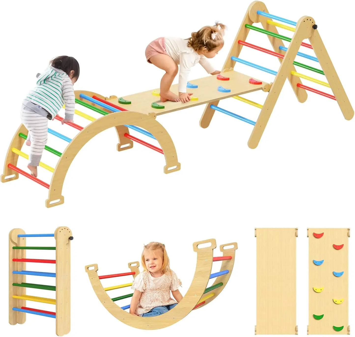 Wooden Montessori 7 In 1 Foldable Pikler Climber Toy