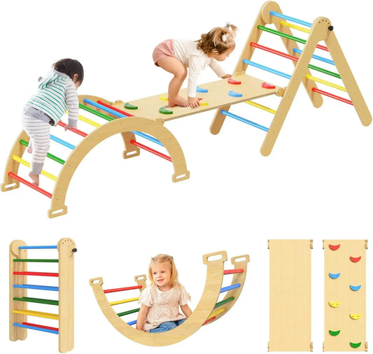 Wooden Montessori 7 In 1 Foldable Pikler Climber Toy