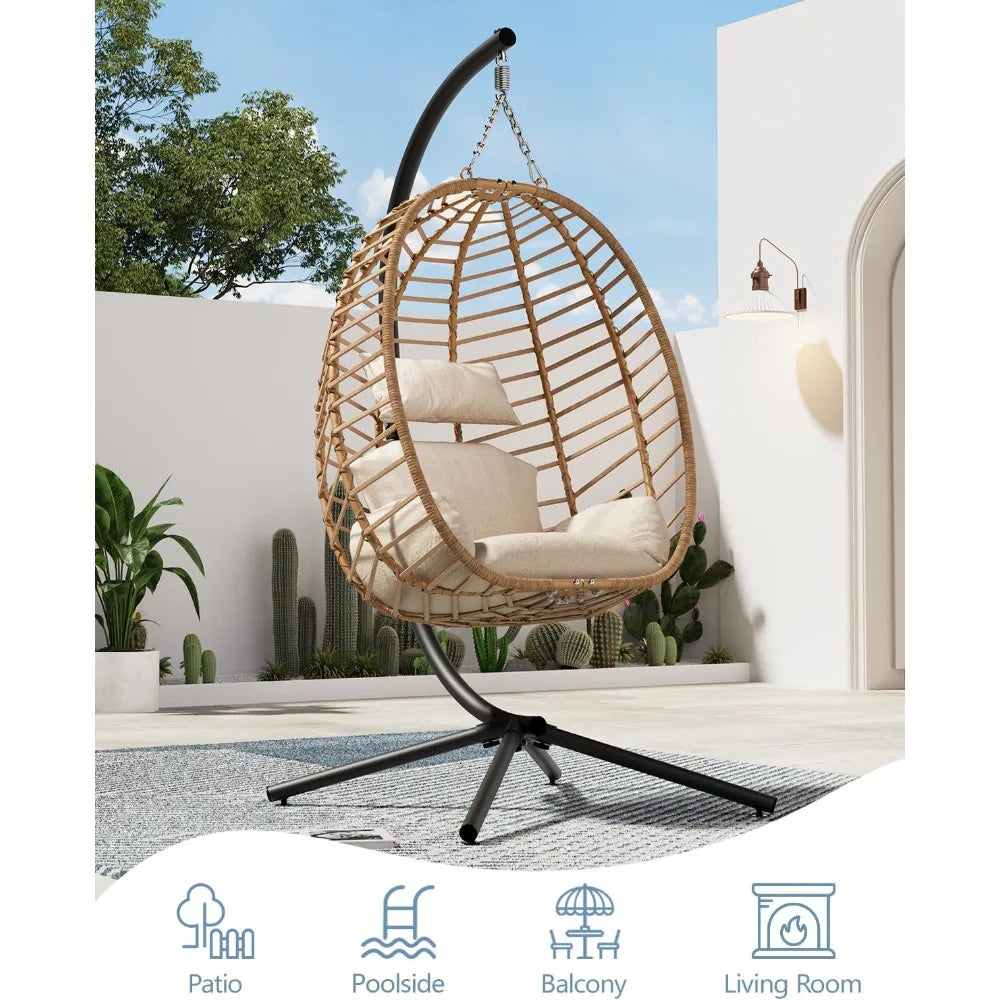Egg Swing Chair with Stand for Indoor and Outdoor Relaxation