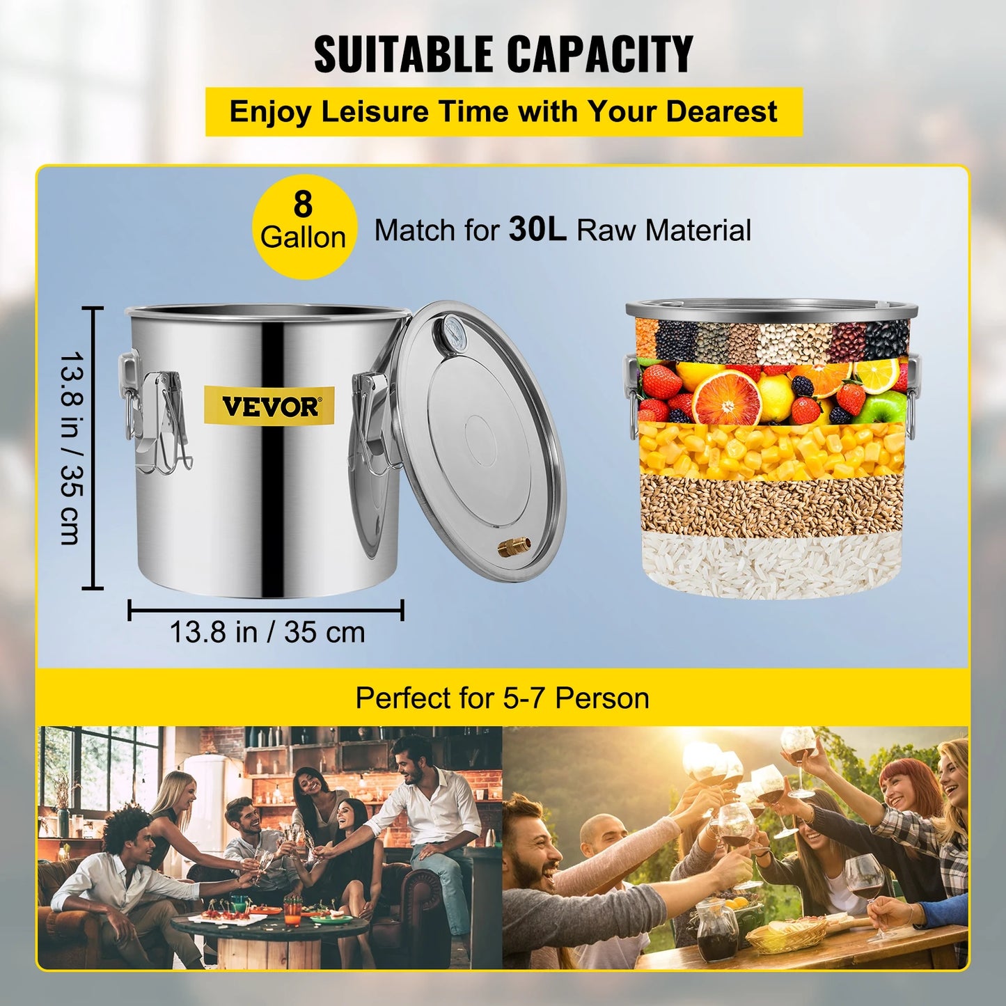 SucceBuy 12L 20L 30L Alcohol Distiller Machine for Home Brewing
