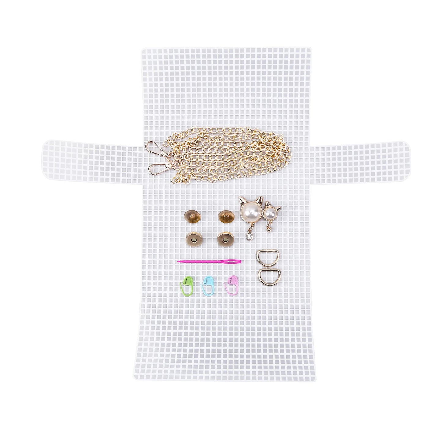 DIY Craft Shoulder Bag Materials Kit with Mesh Plastic Frame