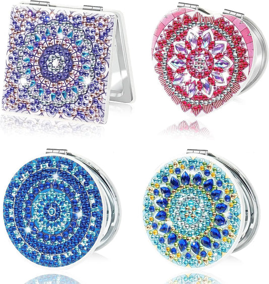 4Pcs Mandala Diamond Painting Compact Mirror Art Kits