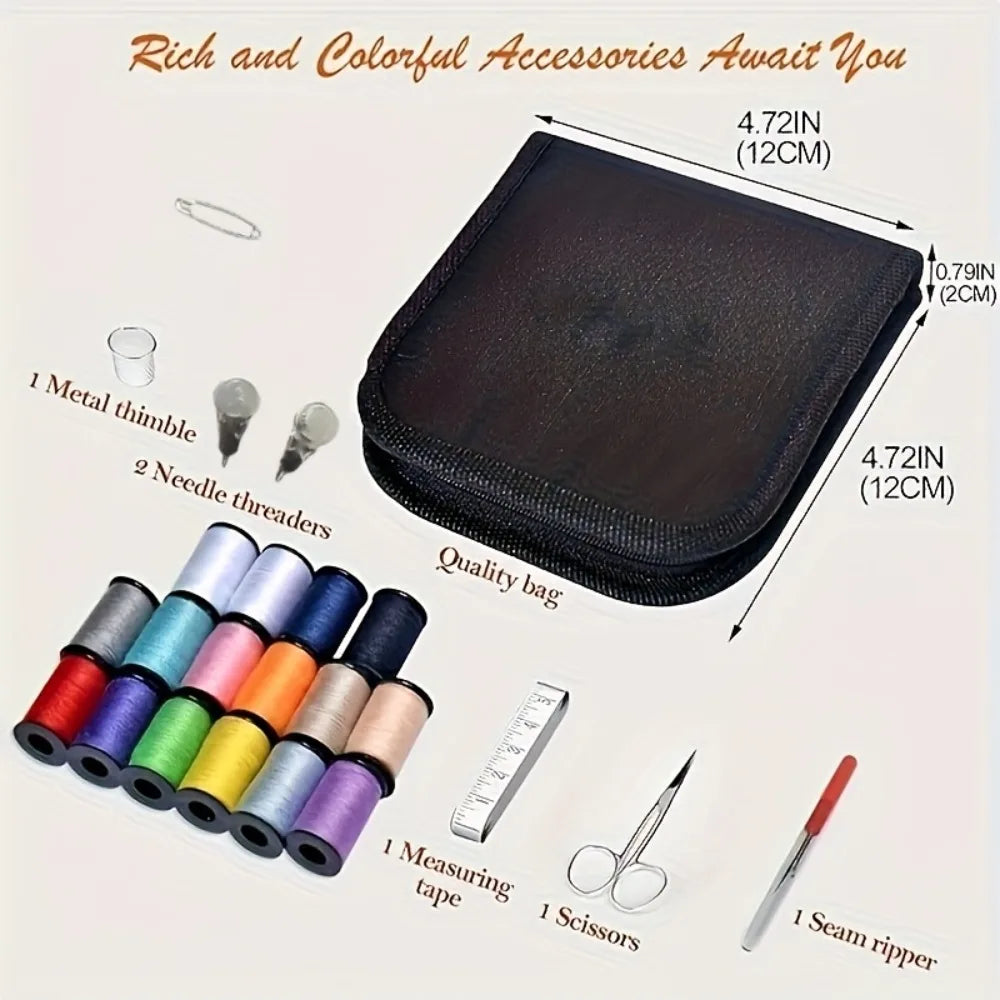 Mini Canvas Sewing Kit Travel Set With Thread Scissors