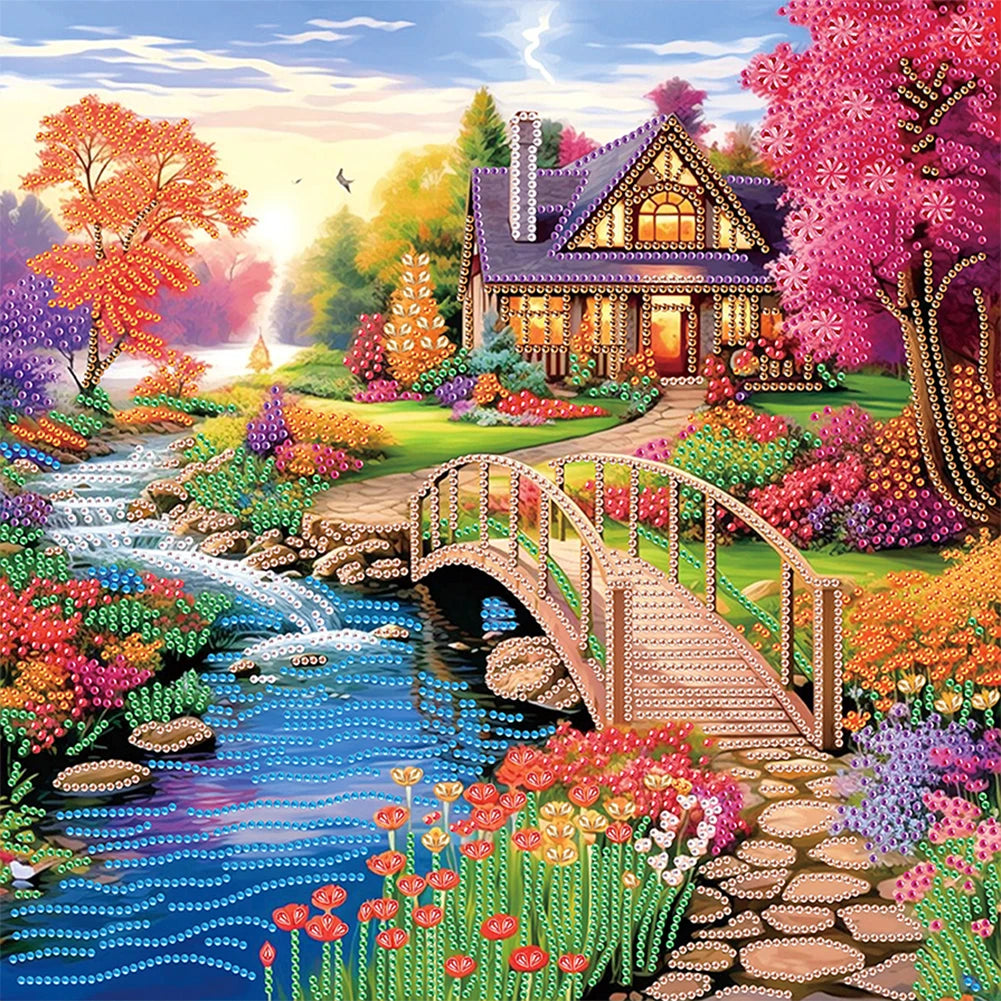5D Diamond Painting Kit Village Landscape Partial Drill