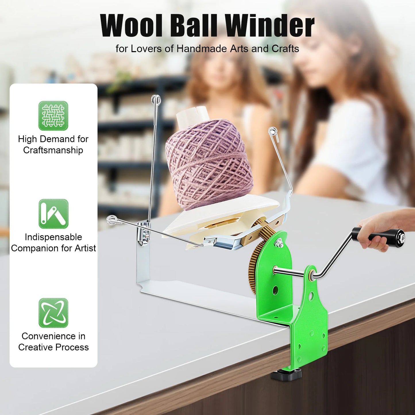 Large Capacity Hand Operated Yarn Winder for Crafting Projects