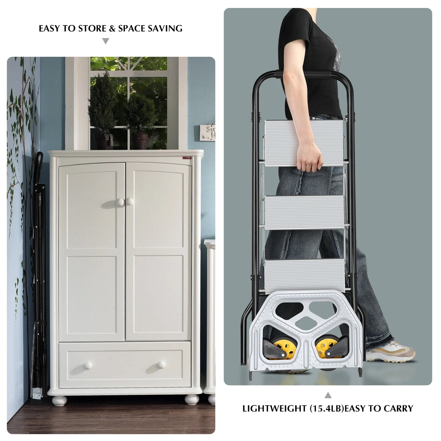 Multi Functional Heavy Duty Folding Step Ladder with Rubber Handle