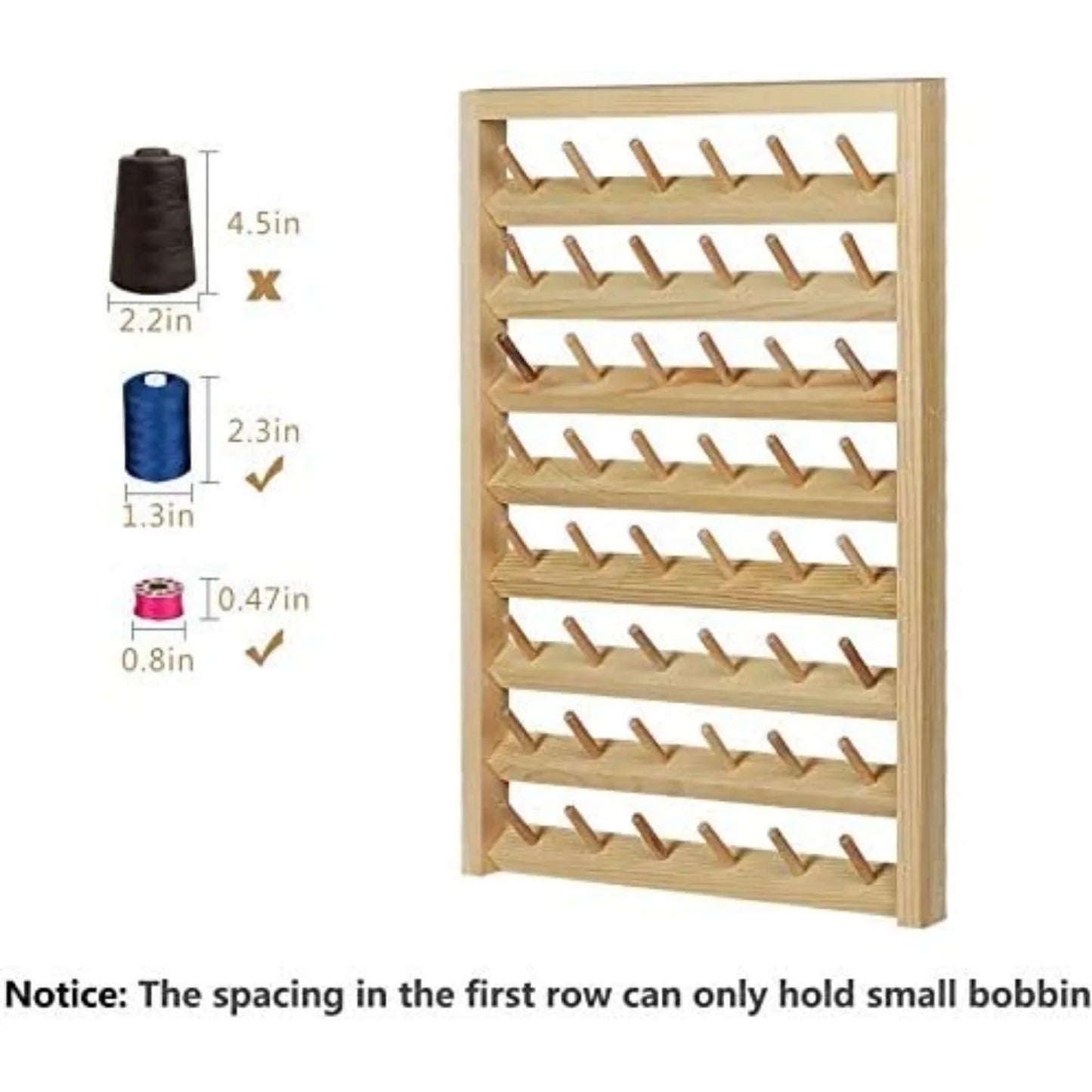 48 Spool Wooden Sewing Thread Rack Wall Mount Organizer