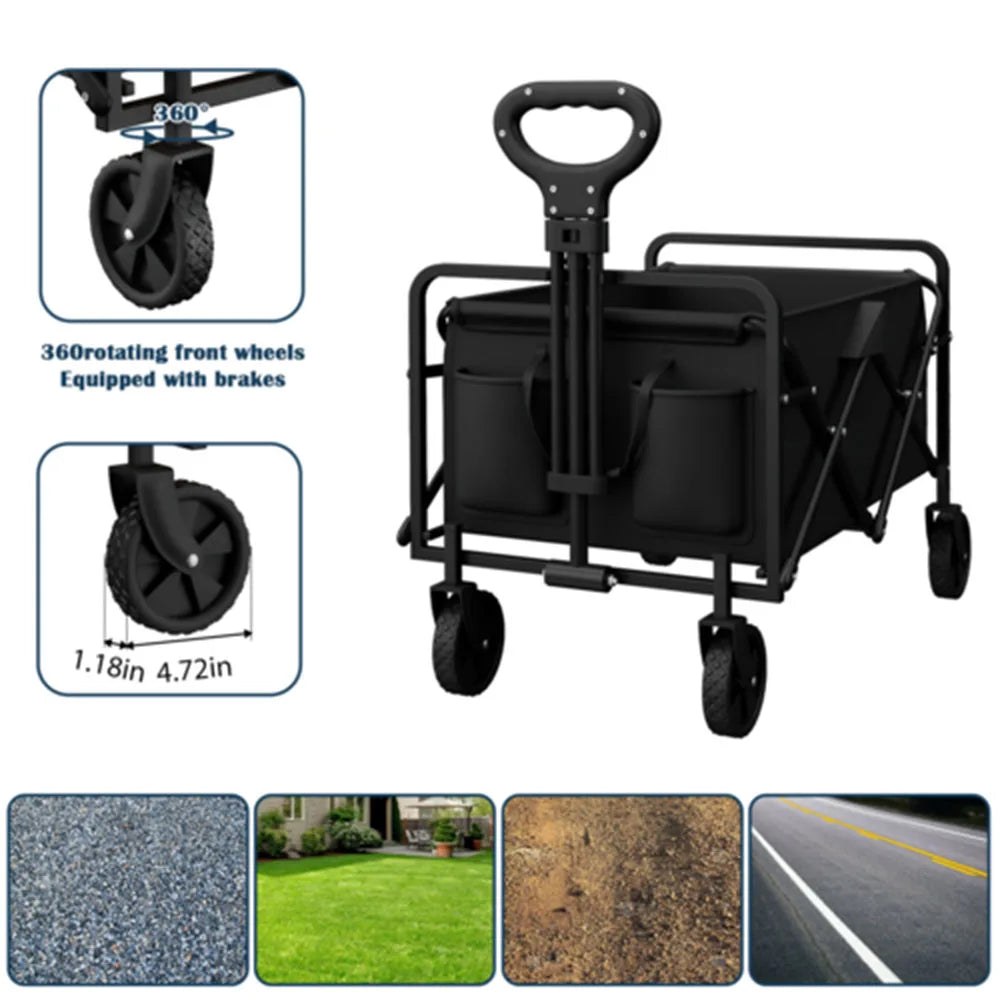 Foldable Garden Wagon Cart Portable Trolley for Outdoor Use