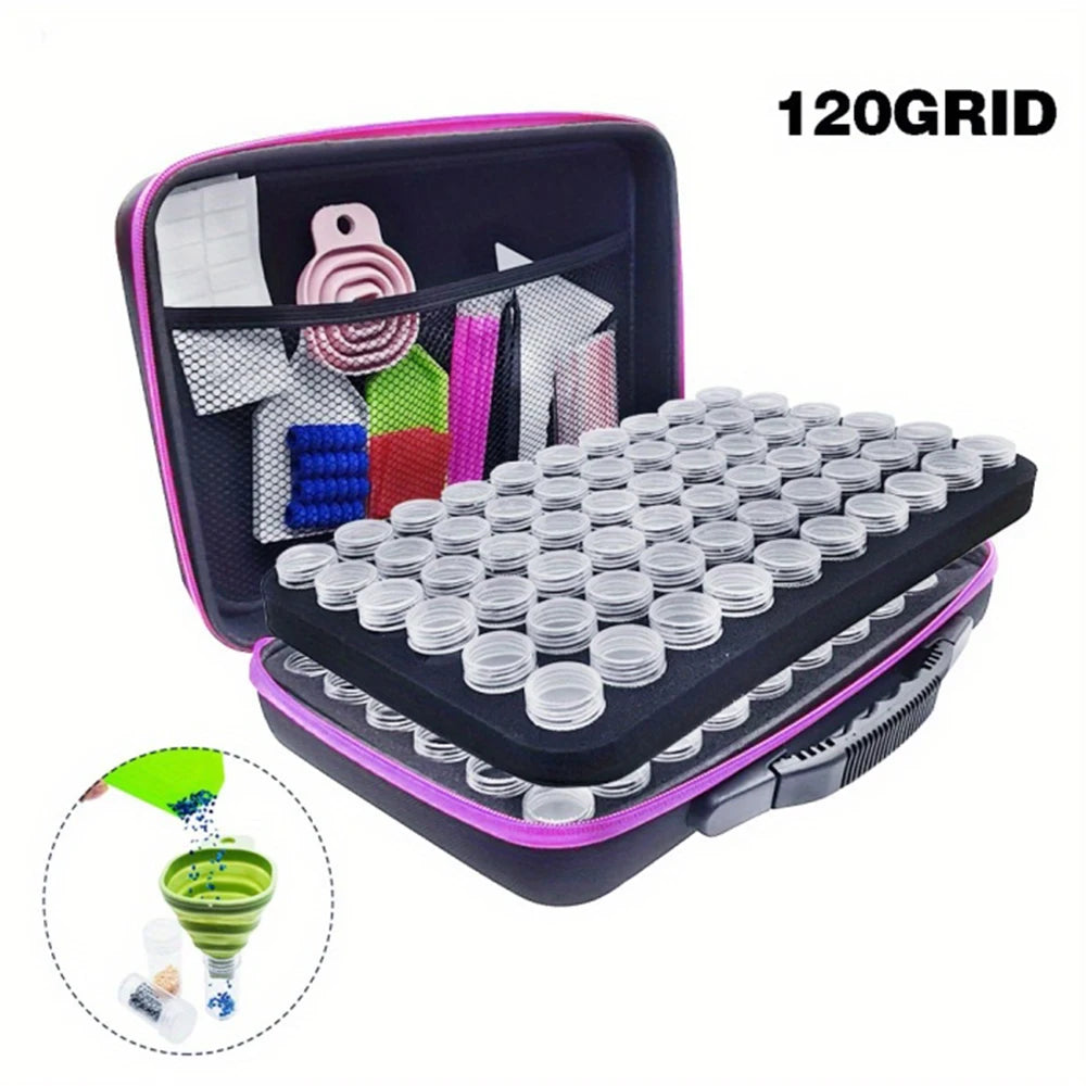 120 Grid Round Bottle Slots Canvas Storage for Diamond Painting