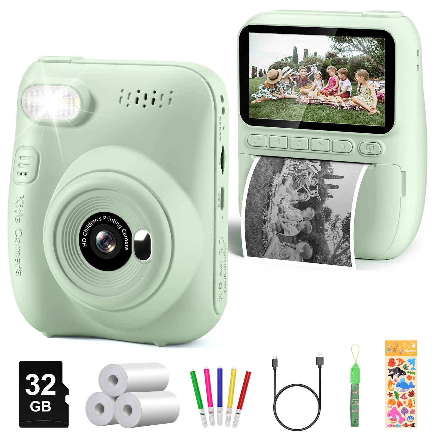 Instant Print Camera for Kids 32MP HD Digital Fun