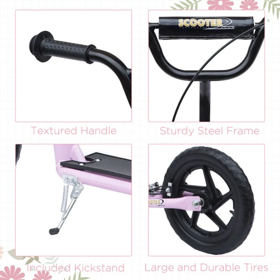 Homcom Pink Big Wheel Kick Scooter Adjustable Handlebar