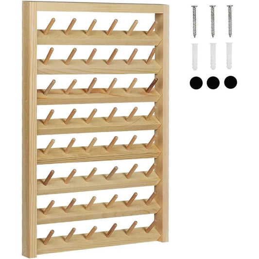 48 Spool Wooden Sewing Thread Rack Wall Mount Organizer
