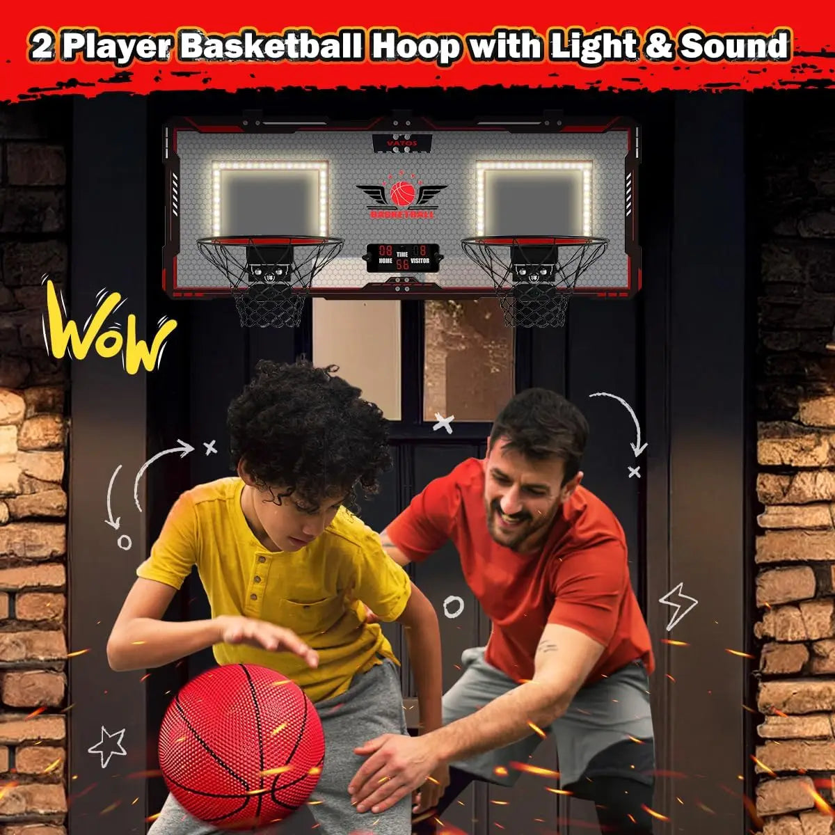 VATOS Basketball Hoop Twin Set With Electric Scoreboard