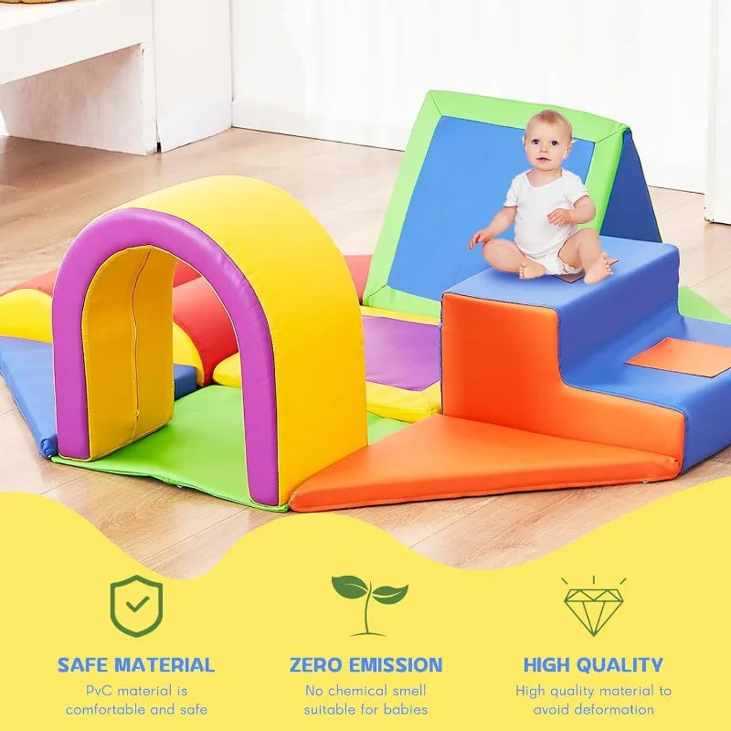 Indoor Foam Climbing Blocks 11 Piece Set For Toddlers