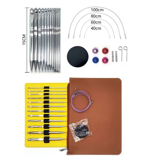 Interchangeable Afghan Tunisian Crochet Hooks Set With Bag