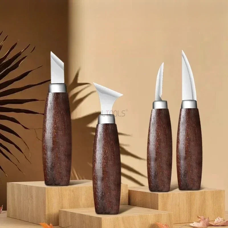 Carbon Steel Carving Knives With Walnut Handle Engraving Kit