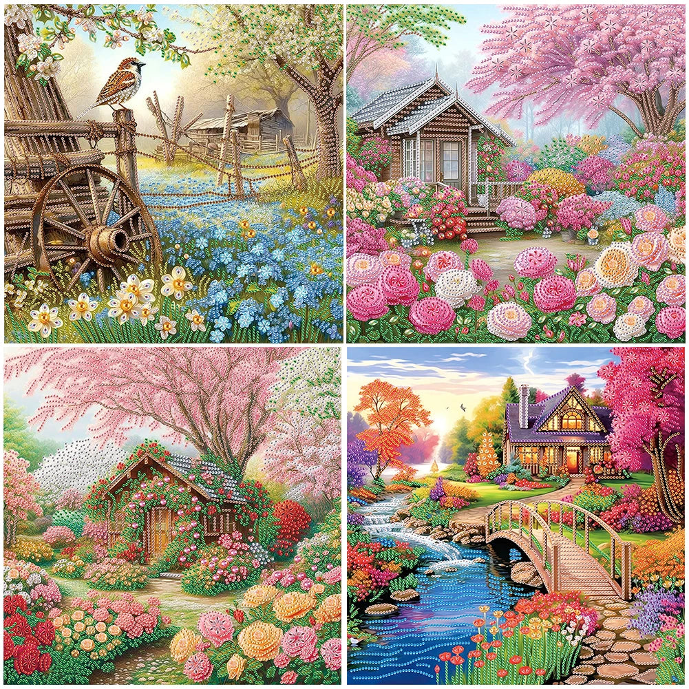5D Diamond Painting Kit Village Landscape Partial Drill