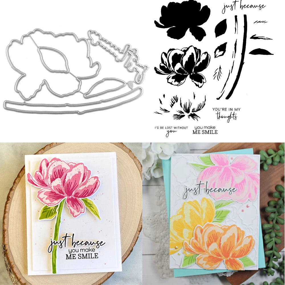 Lotus Flower Clear Stamps and Cutting Dies for Craft Projects