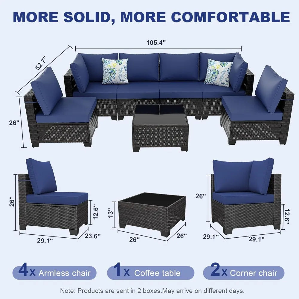 Outdoor Rattan Sectional Sofa Set for Garden and Patio