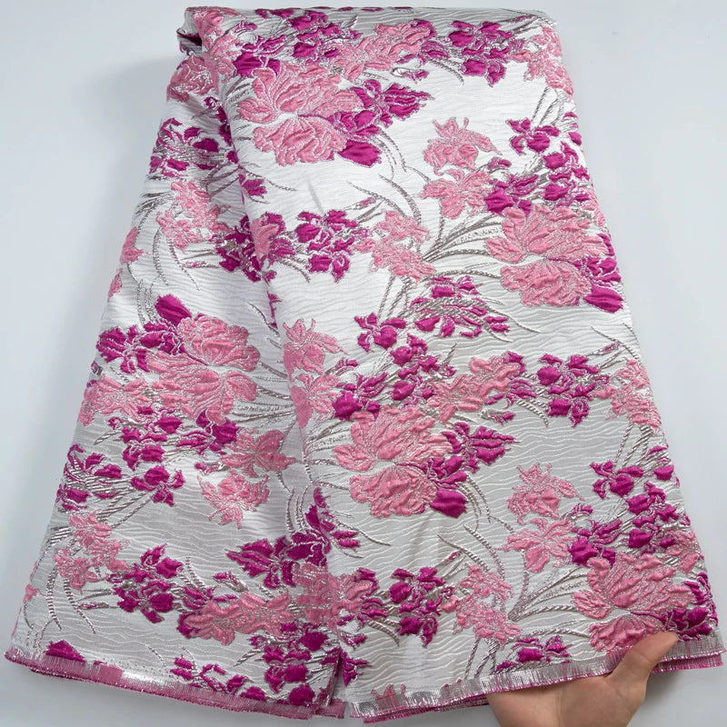 African Brocade Lace Fabrics for Elegant Party Dresses 5 Yards
