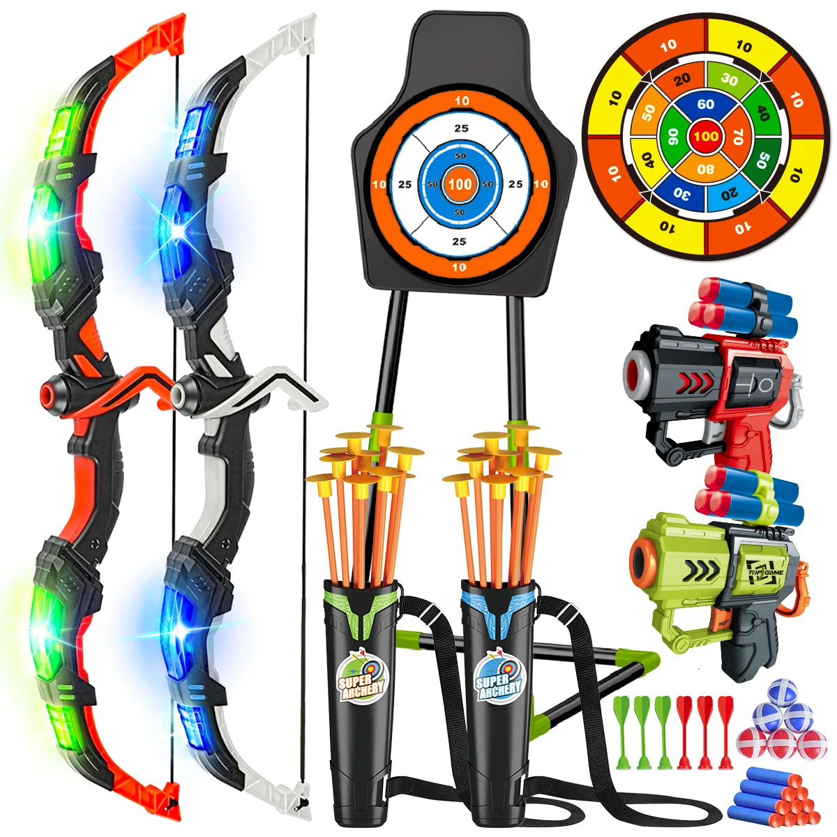 VATOS LED Archery Toy Set With Suction Cup Target Board