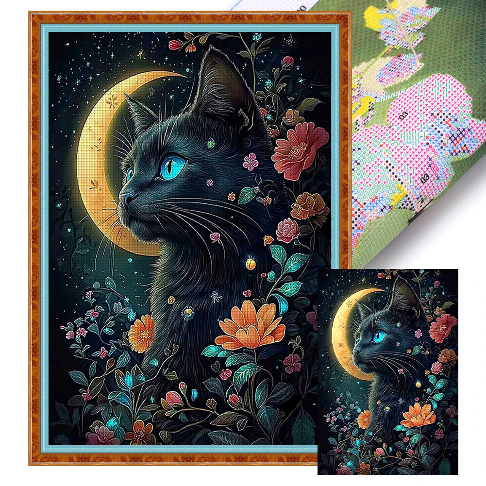 Cat Cross Stitch Kit 11Ct Eco Cotton Thread 28X38Cm
