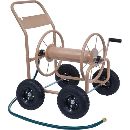 Industrial 4 Wheel Water Hose Reel Cart for Backyard Use