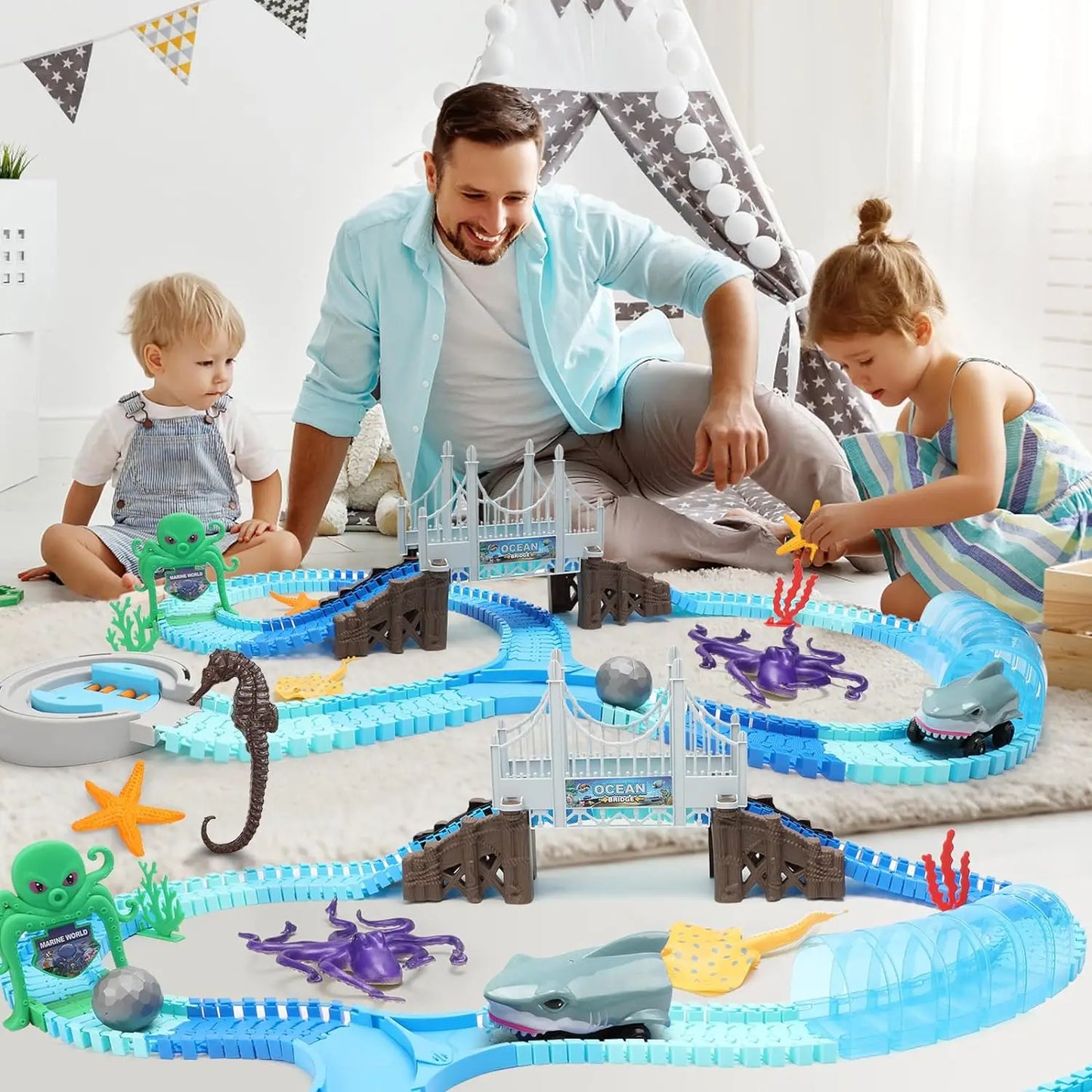 VATOS Shark Race Car Toy Set for Boys and Girls Age 3 Plus