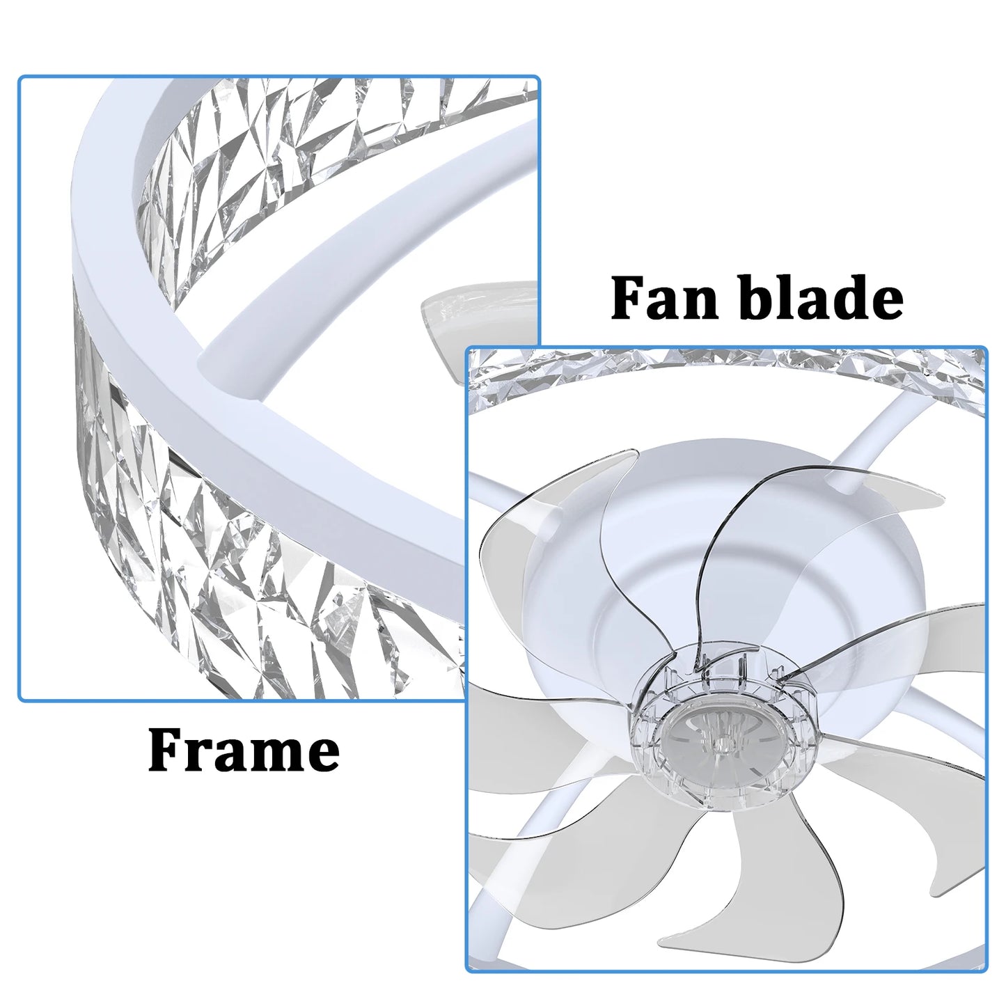 20 Inch Modern Ceiling Fan With Lights Remote Control Dimmable Low Profile Flush Mount Six Speed Wind Power