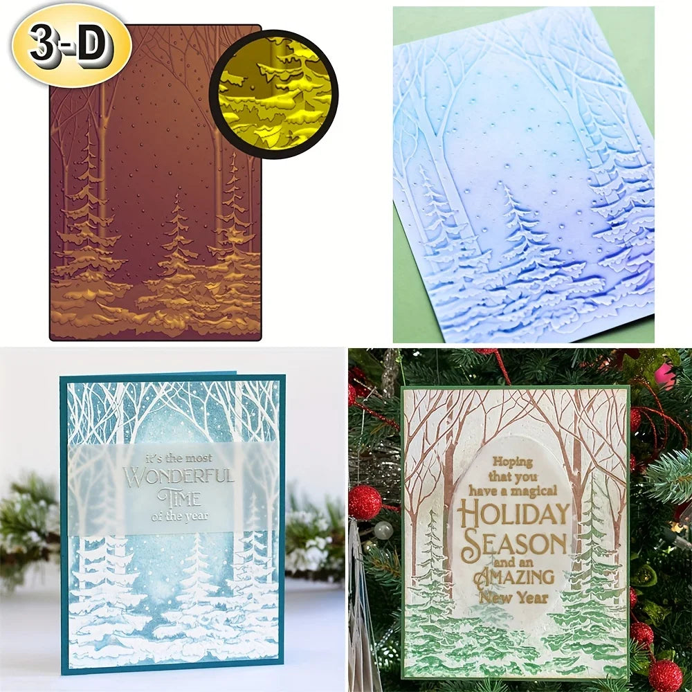 Christmas Snow Forest 3D Embossing Folder For Scrapbooking